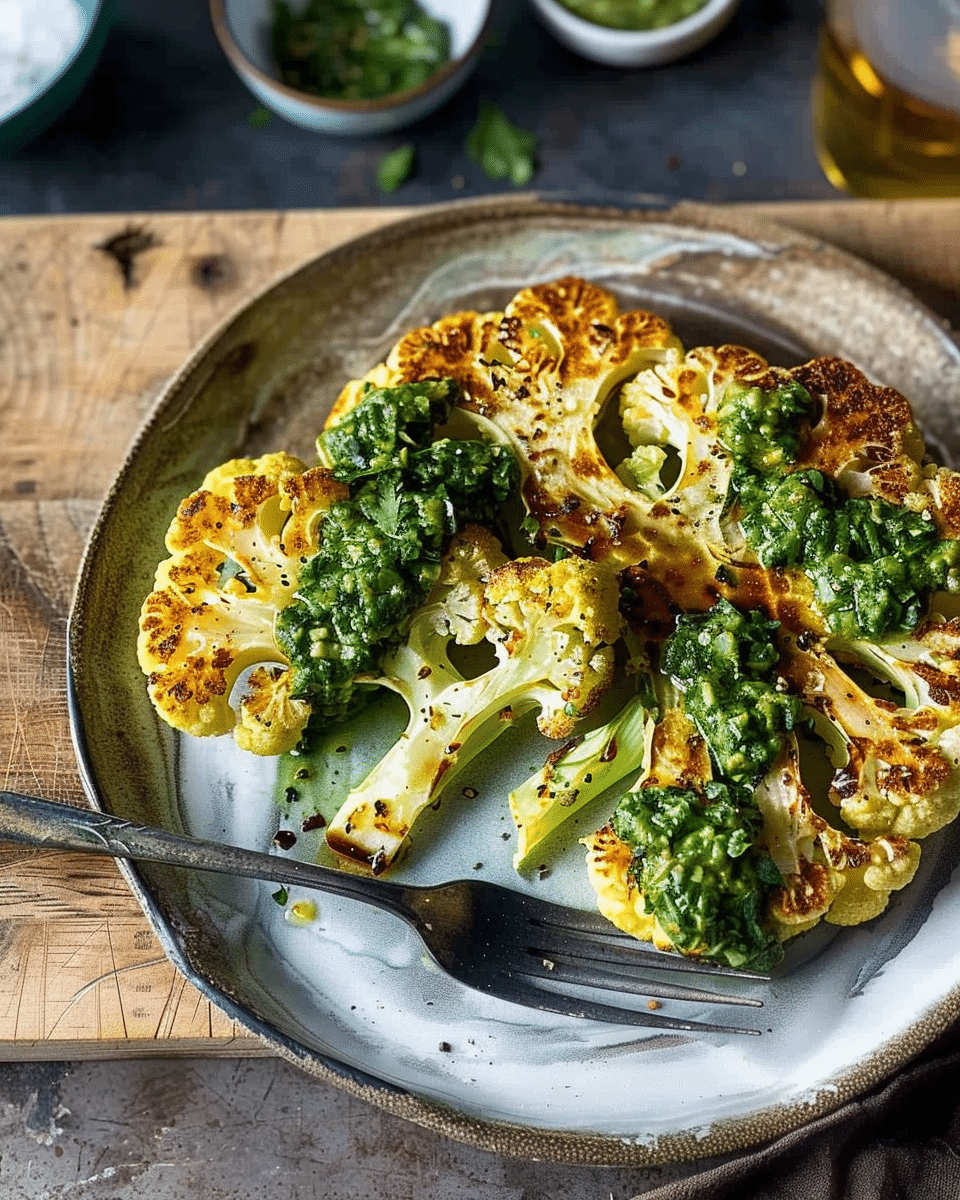 Roasted Cauliflower Steak with Chimichurri Sauce Recipe