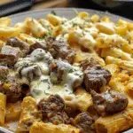 Cheesy Beef Rigatoni in Decadent Garlic Cream Sauce