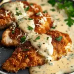 Parmesan Crusted Chicken with Creamy Garlic Sauce