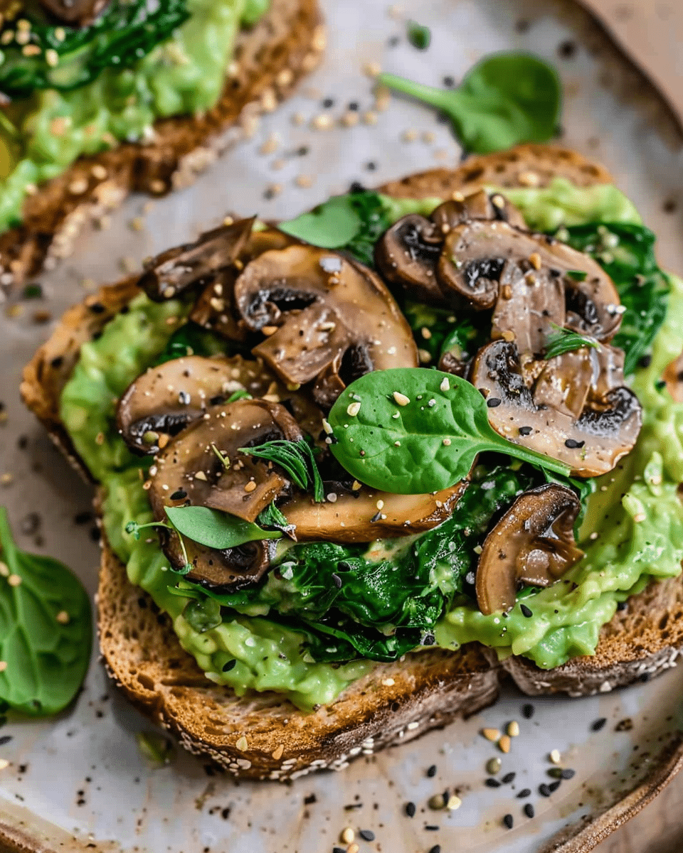 Avocado Spinach Mushroom Toast