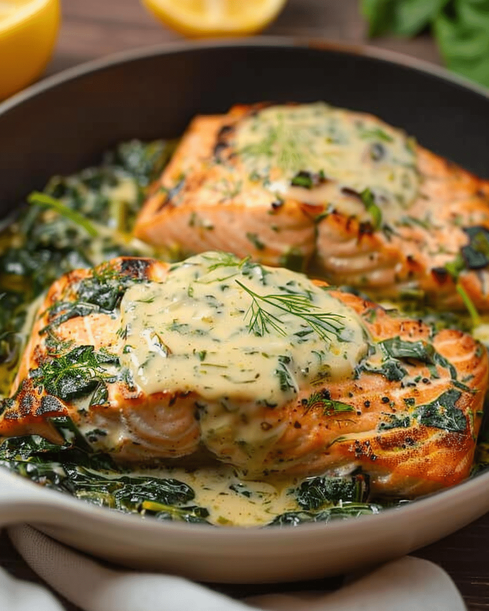 Creamy Spinach Poblano Salmon