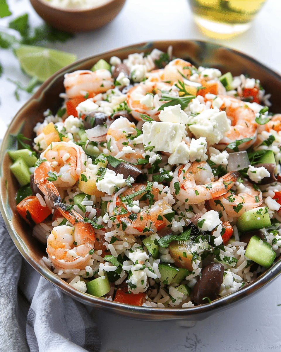 Greek Shrimp Salad with Feta & Rice