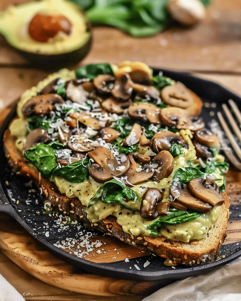 Vegan Mushroom Spinach Toast