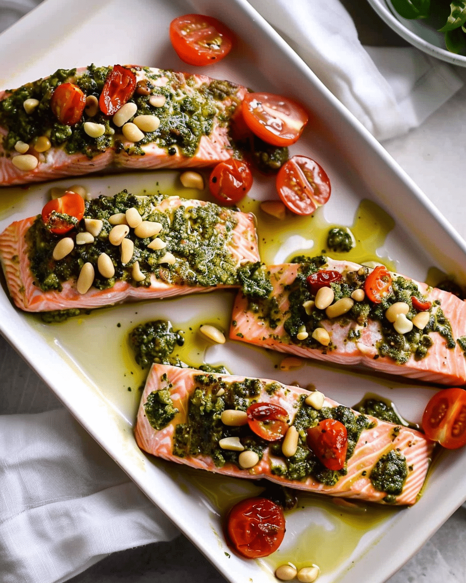 Baked Salmon with Pesto
