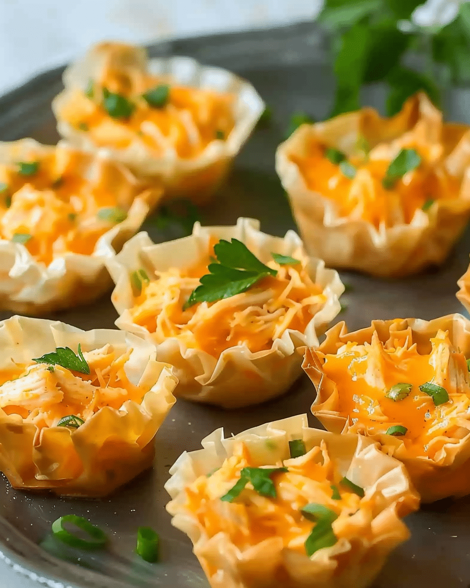 Buffalo Chicken Phyllo Cups