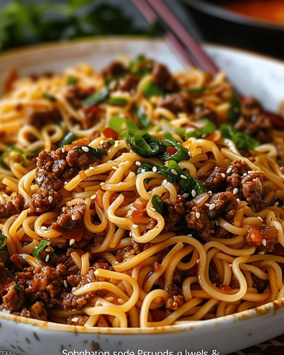 Mongolian Ground Beef Noodles