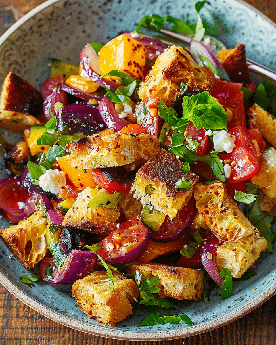 Winter Rainbow Panzanella Salad
