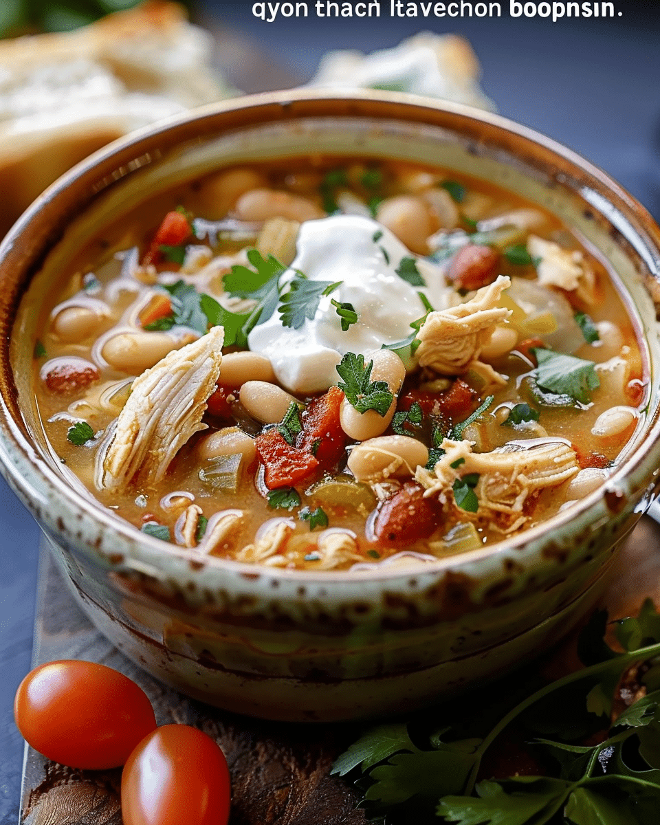 Crockpot Mediterranean White Chicken Chili
