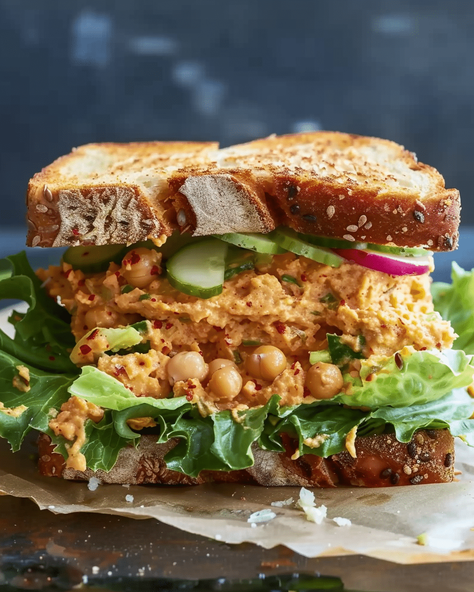Harissa Chickpea Smash Sandwich