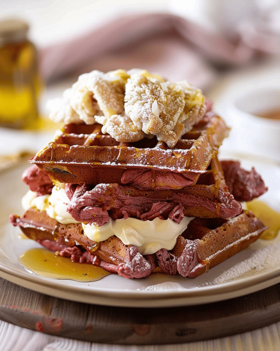 Red Velvet Waffles and Chicken