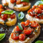 Roasted Grape Tomato and Basil Crostini