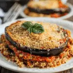 Vegan Eggplant Parmesan Over Quinoa