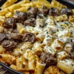 Cheesy Beef Rigatoni in Decadent Garlic Cream Sauce