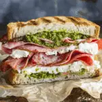 Mortadella, Burrata and Pesto Sandwich
