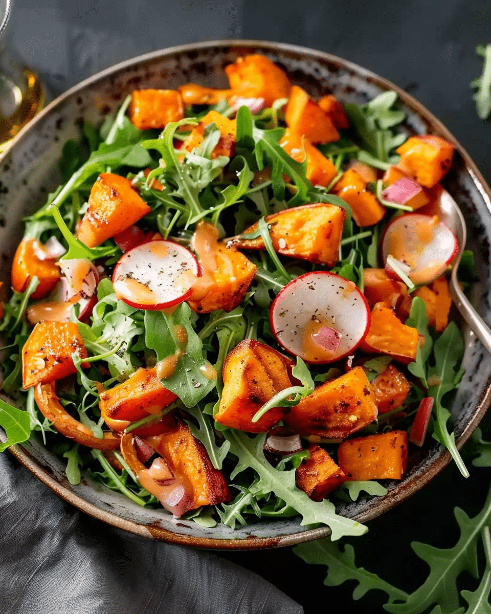 Roasted Sweet Potato Arugula Salad