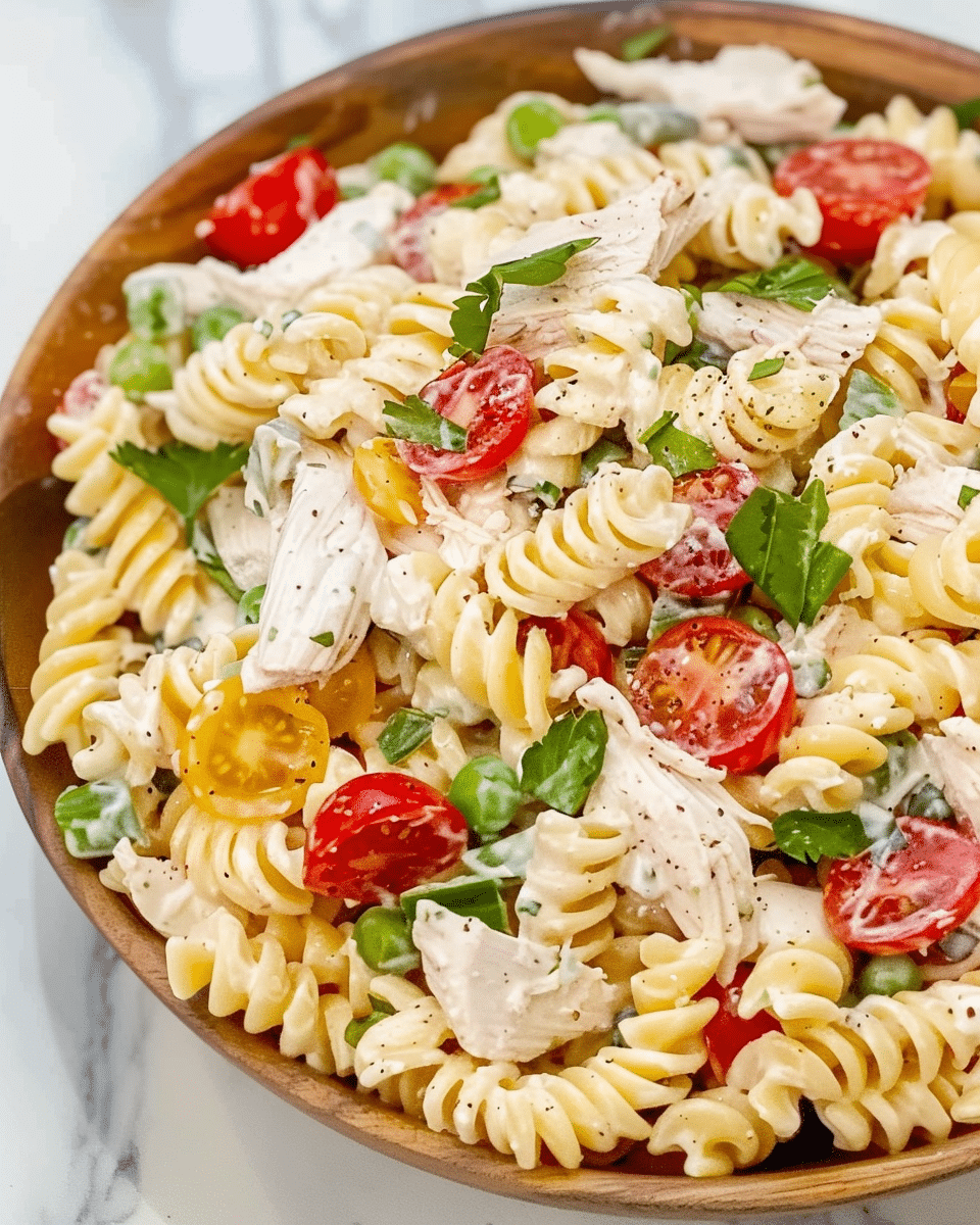 Cold Rotisserie Chicken Pasta Salad