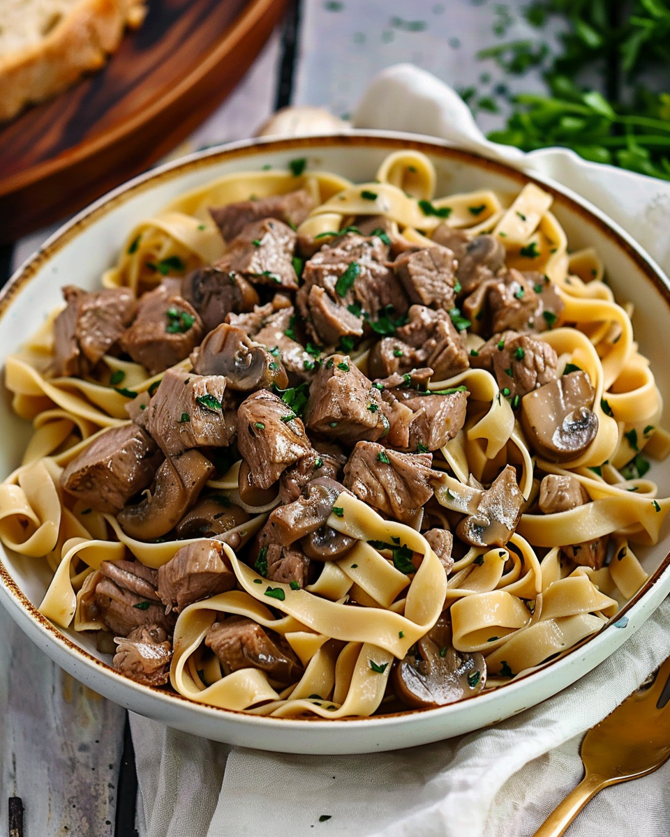 Beef and Noodles with Mushrooms