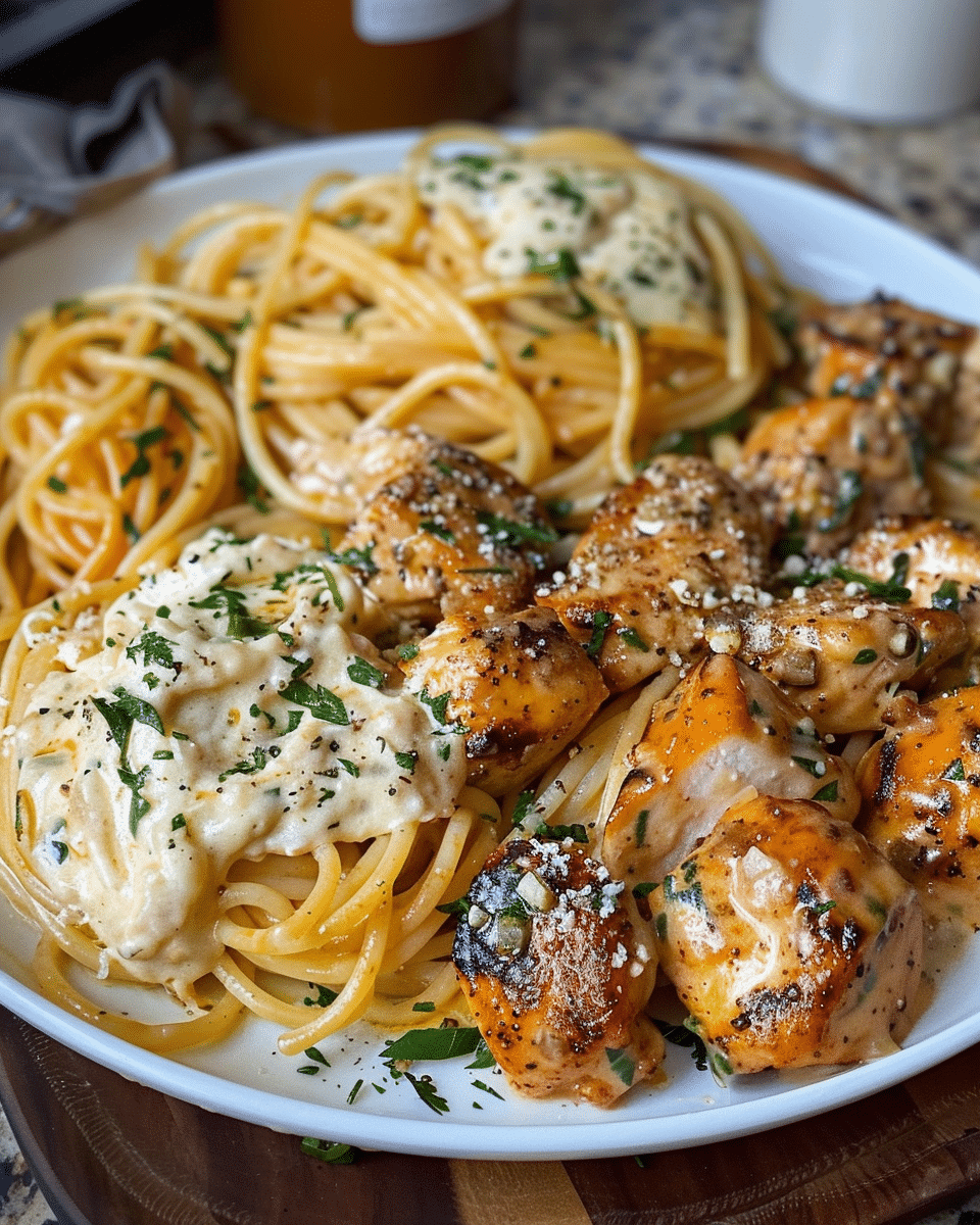 Creamy Cajun Chicken Spaghetti with Mozzarella Velveeta Alfredo Sauce
