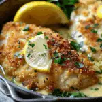Lemon Pecorino Crusted Chicken with Creamy Lemon Sauce