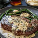 Steak with Haunted Bourbon Garlic Cream Sauce
