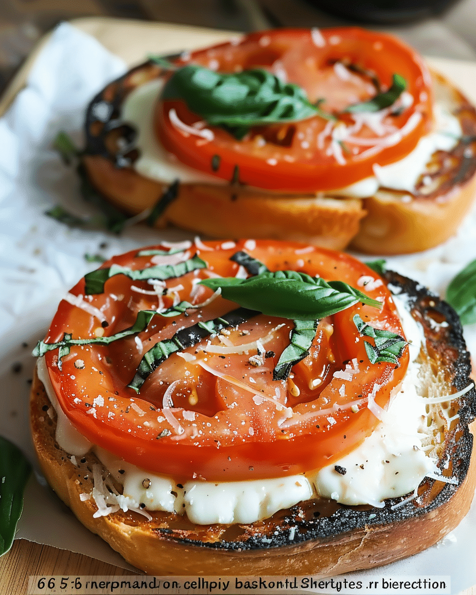 Tomato Basil Mozzarella Bagel Toast