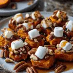 Caramelized Sweet Potato Bites with Brown Sugar Marshmallows and Pecans