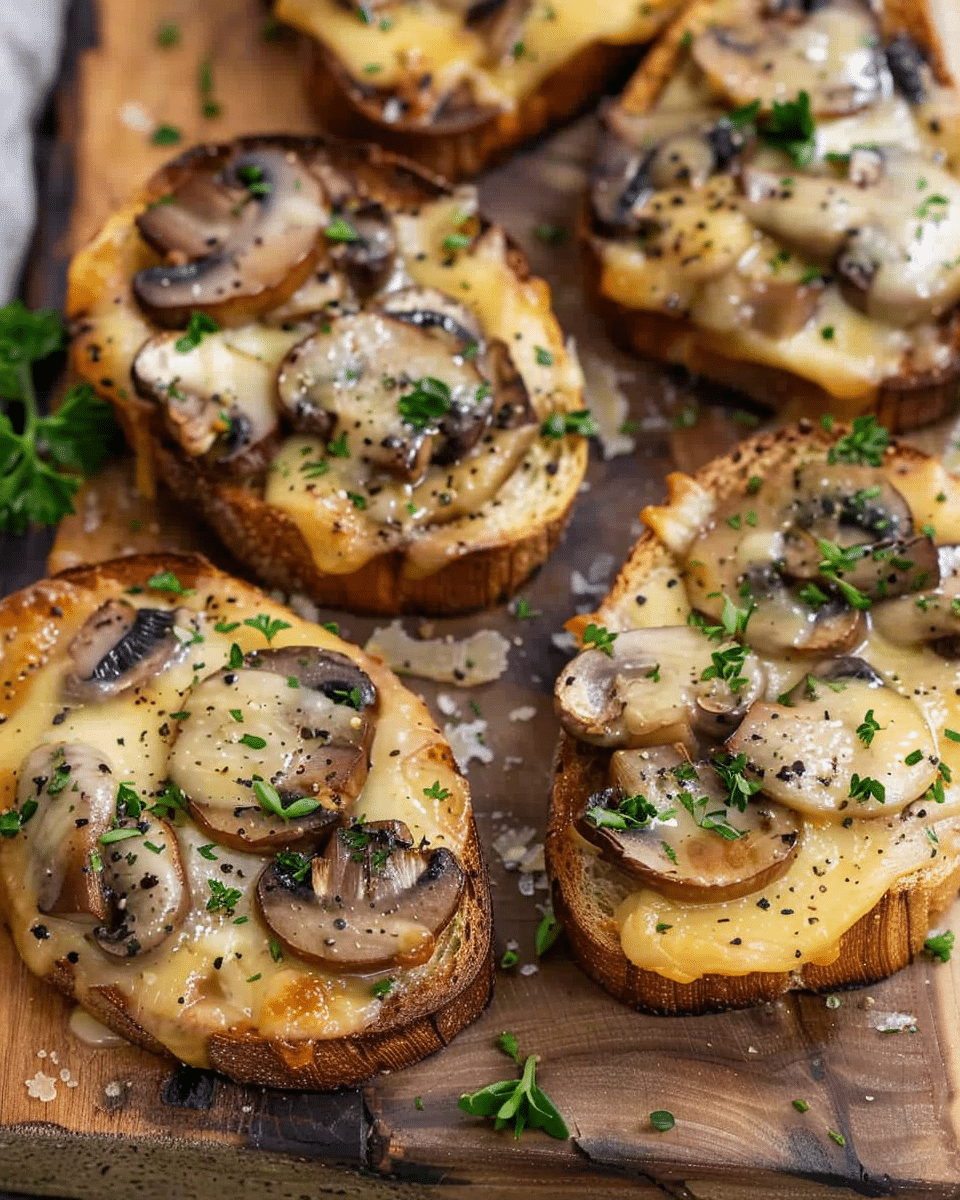 Cheesy Mushrooms Appetizer Toasts
