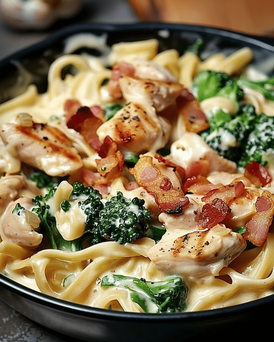 Creamy Garlic Butter Chicken Alfredo, Broccoli & Spinach