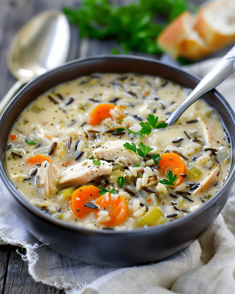 Slow Cooker Creamy Chicken and Wild Rice Soup