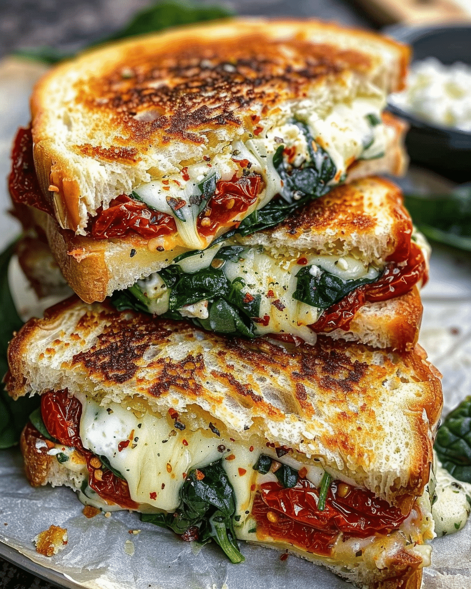 Sun-Dried Tomato, Spinach, and Ricotta Grilled Cheese