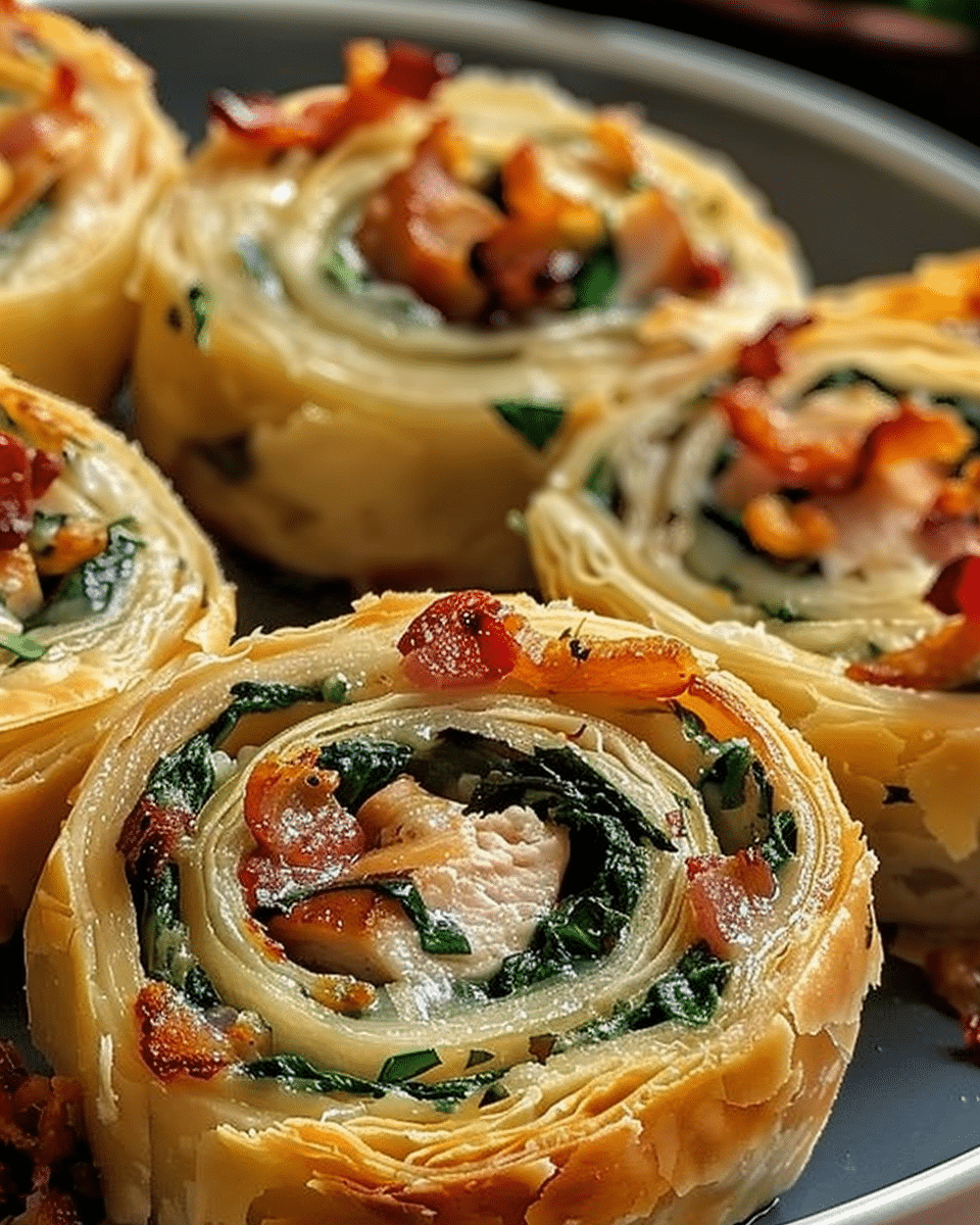 Golden-Baked Chicken, Spinach & Puff Pastry Pinwheels