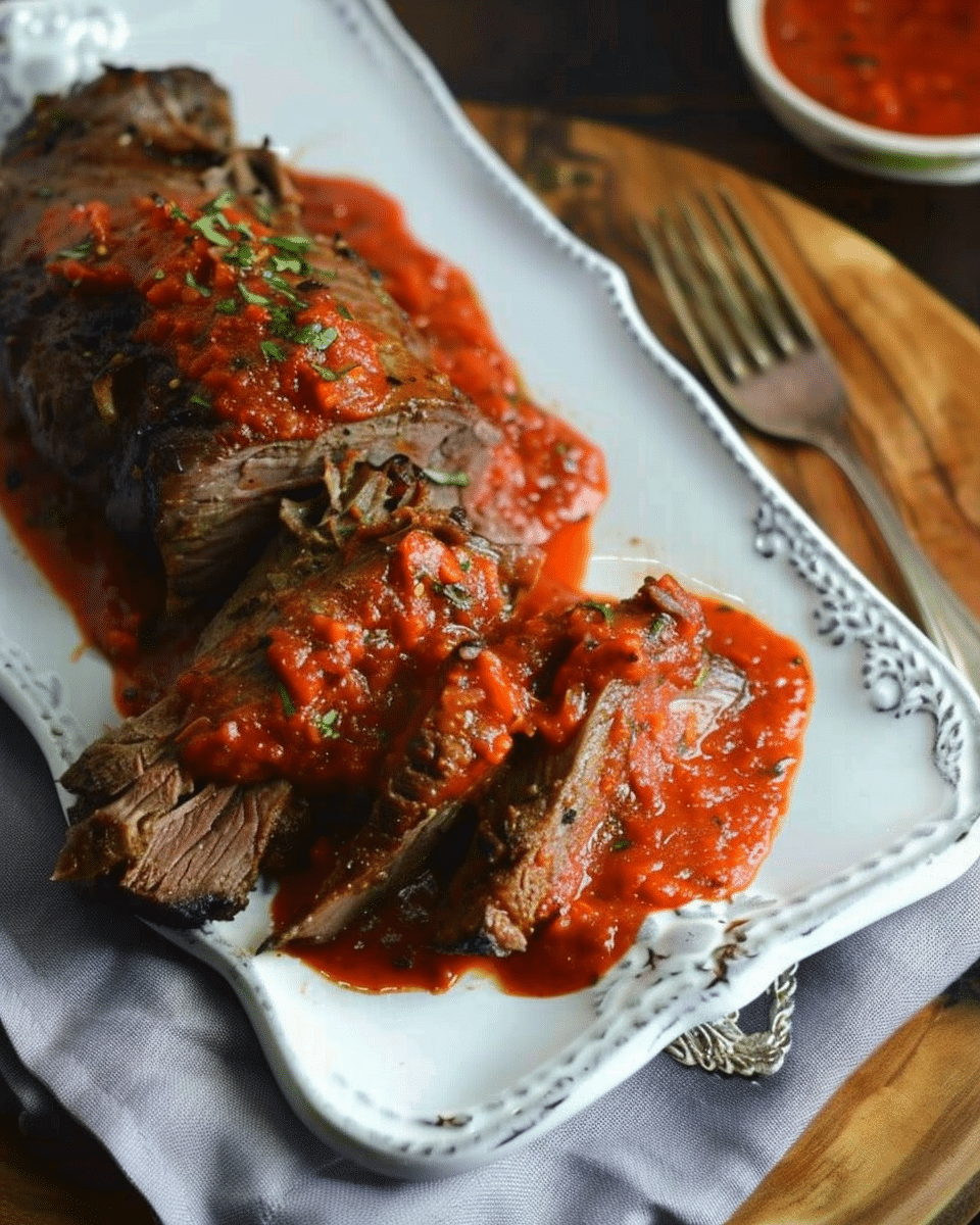 Italian Roast Beef with Roasted Red Pepper Sauce
