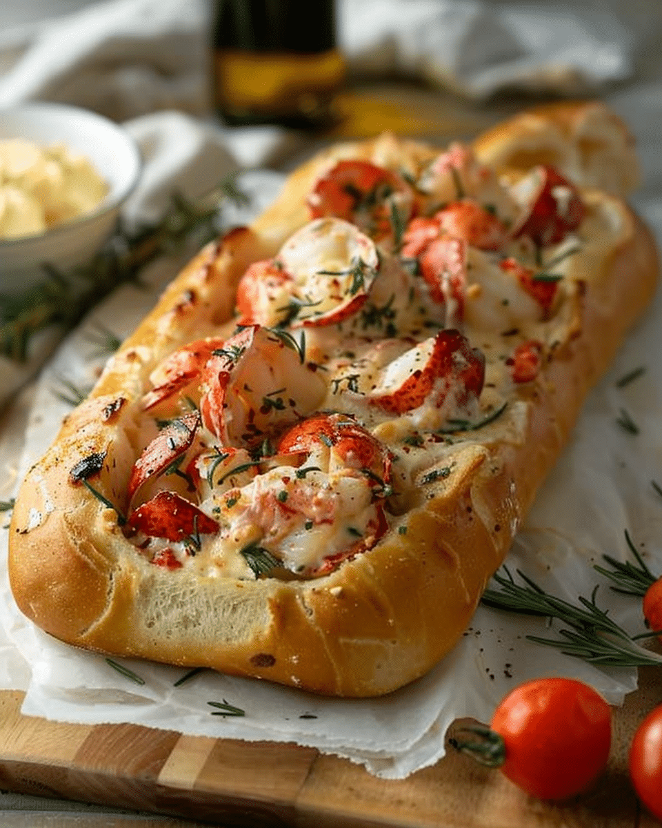 Creamy Lobster Focaccia Bread Boat