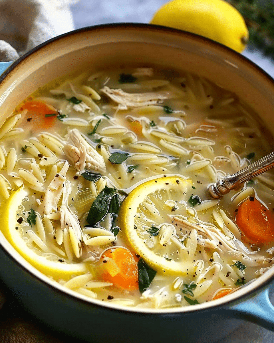 Creamy Lemon Orzo Chicken Soup