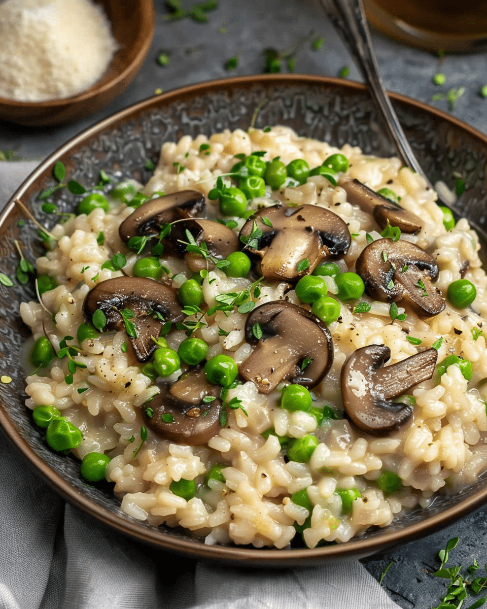 Vegan Mushroom and Pea Risotto