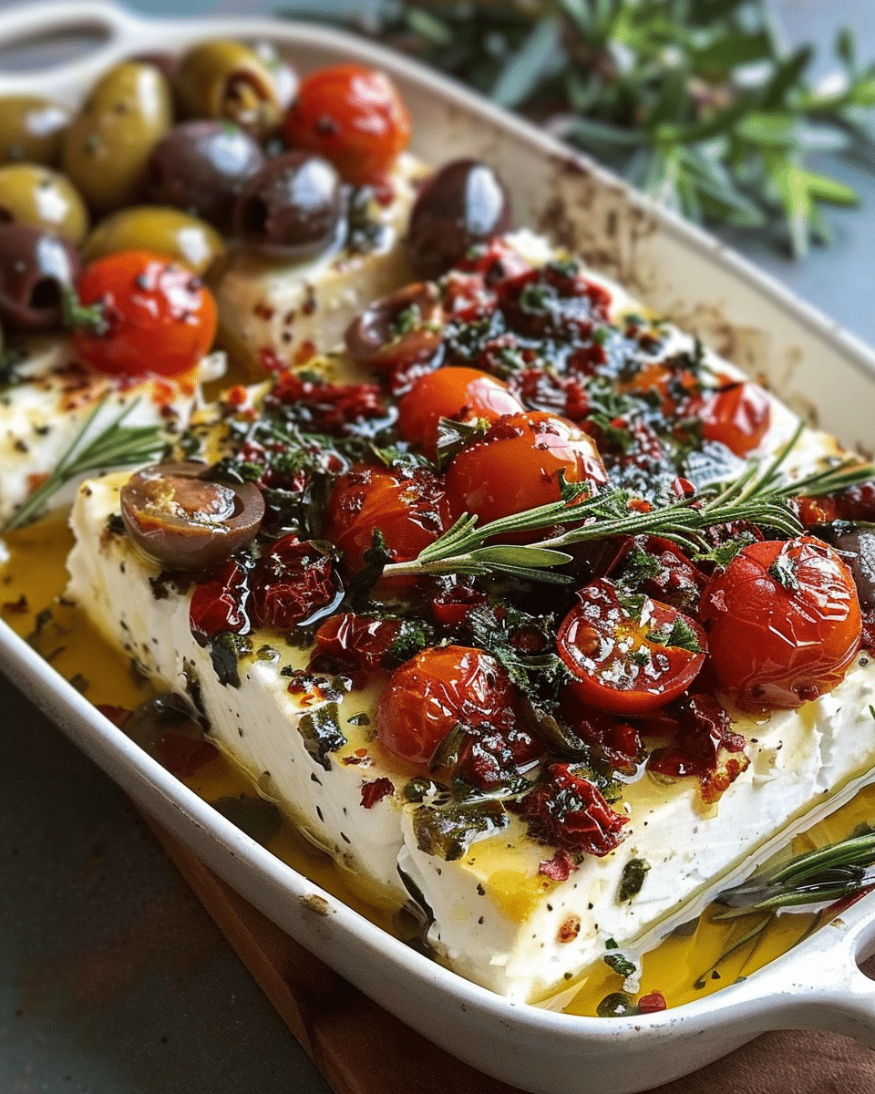 Baked Feta with Olives & Sun-Dried Tomatoes