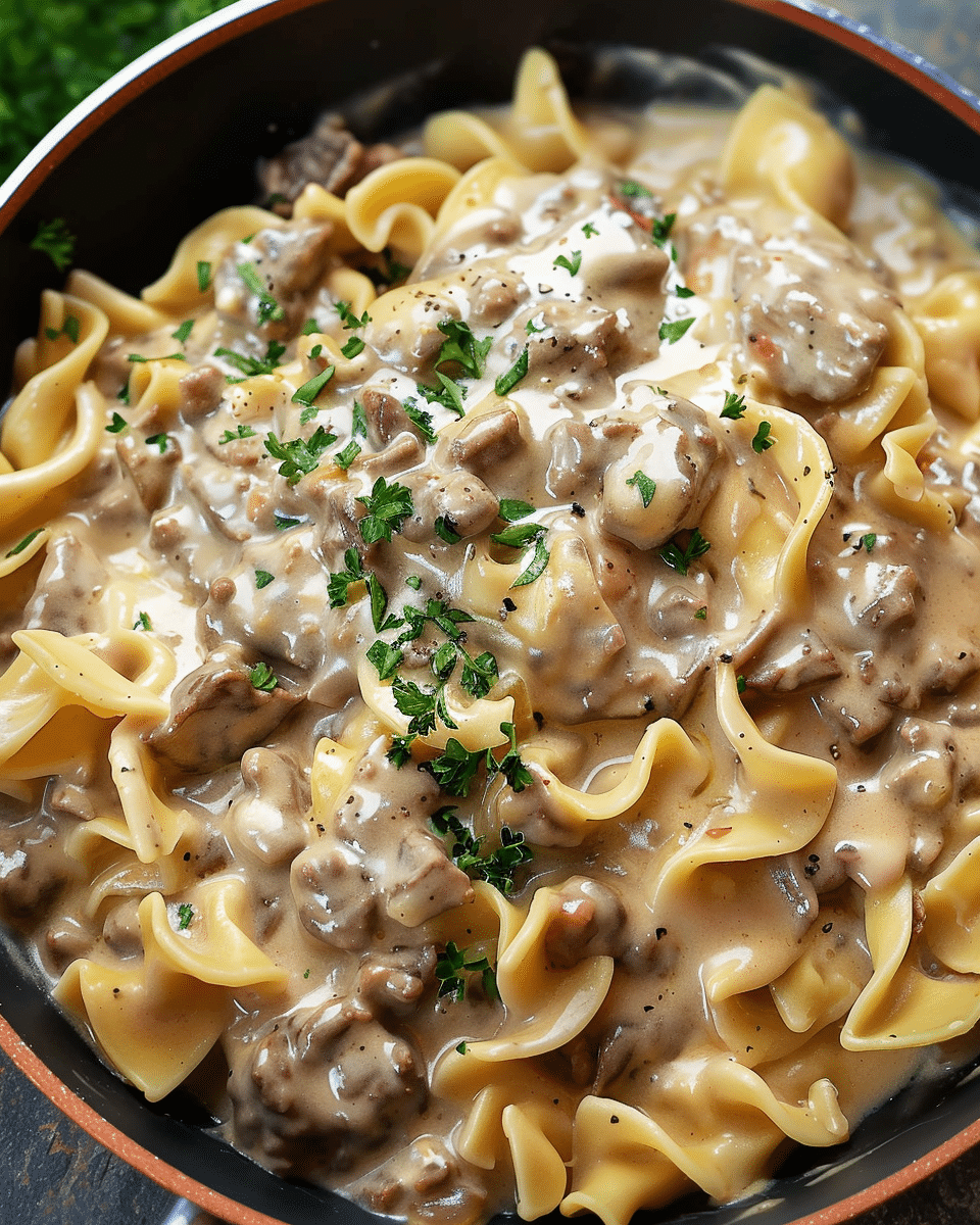 One Pan Beef Stroganoff