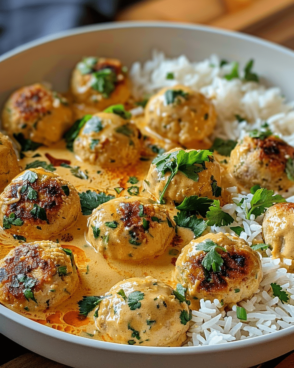 Chicken Meatballs in Silky Coconut Curry Sauce