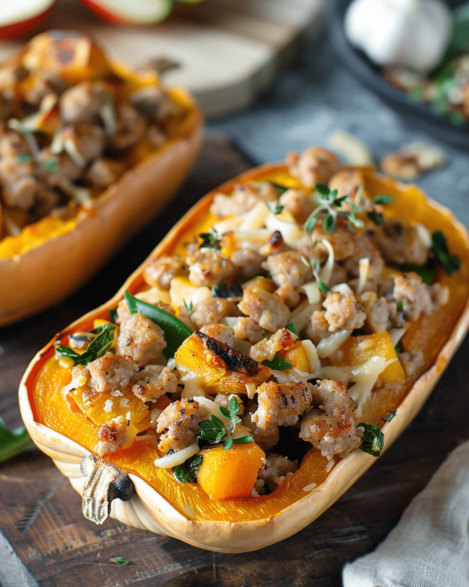 Sausage & Apple Stuffed Butternut Squash
