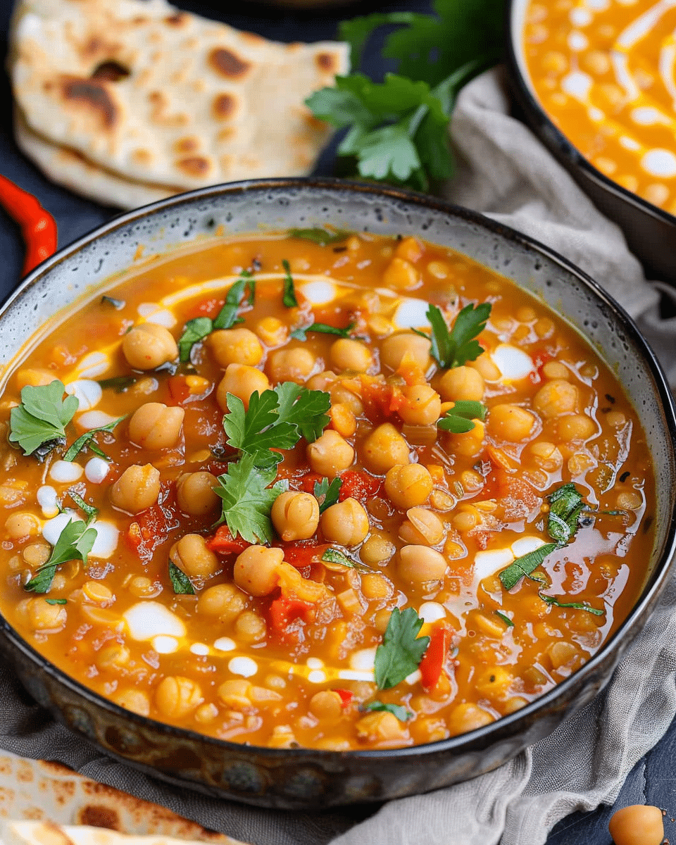 Spiced Moroccan Chickpea and Lentil Soup