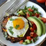 Spicy Black Bean Cakes with Egg, Avocado, and Tomato