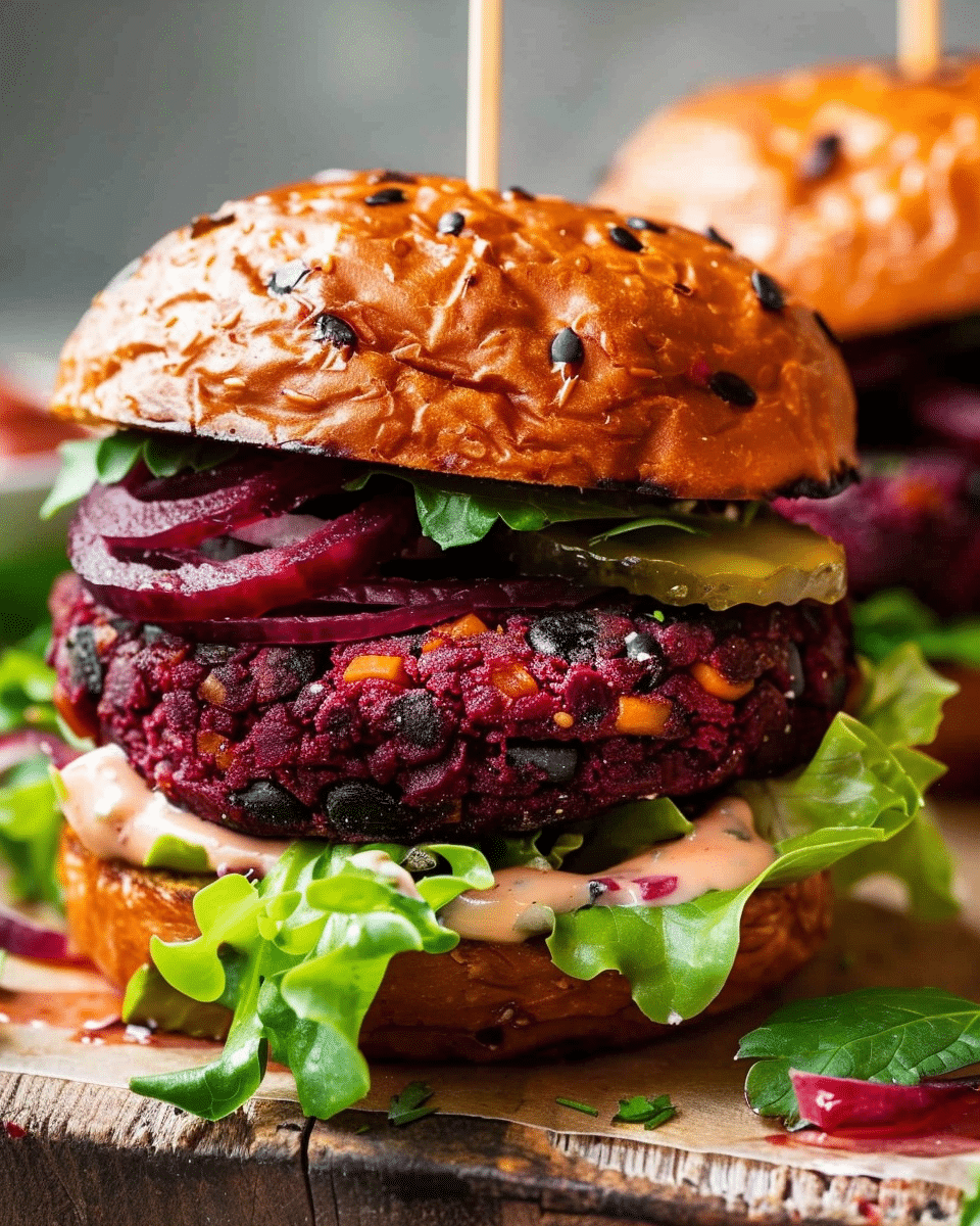 Juicy Vegan Beet & Black Bean Burgers