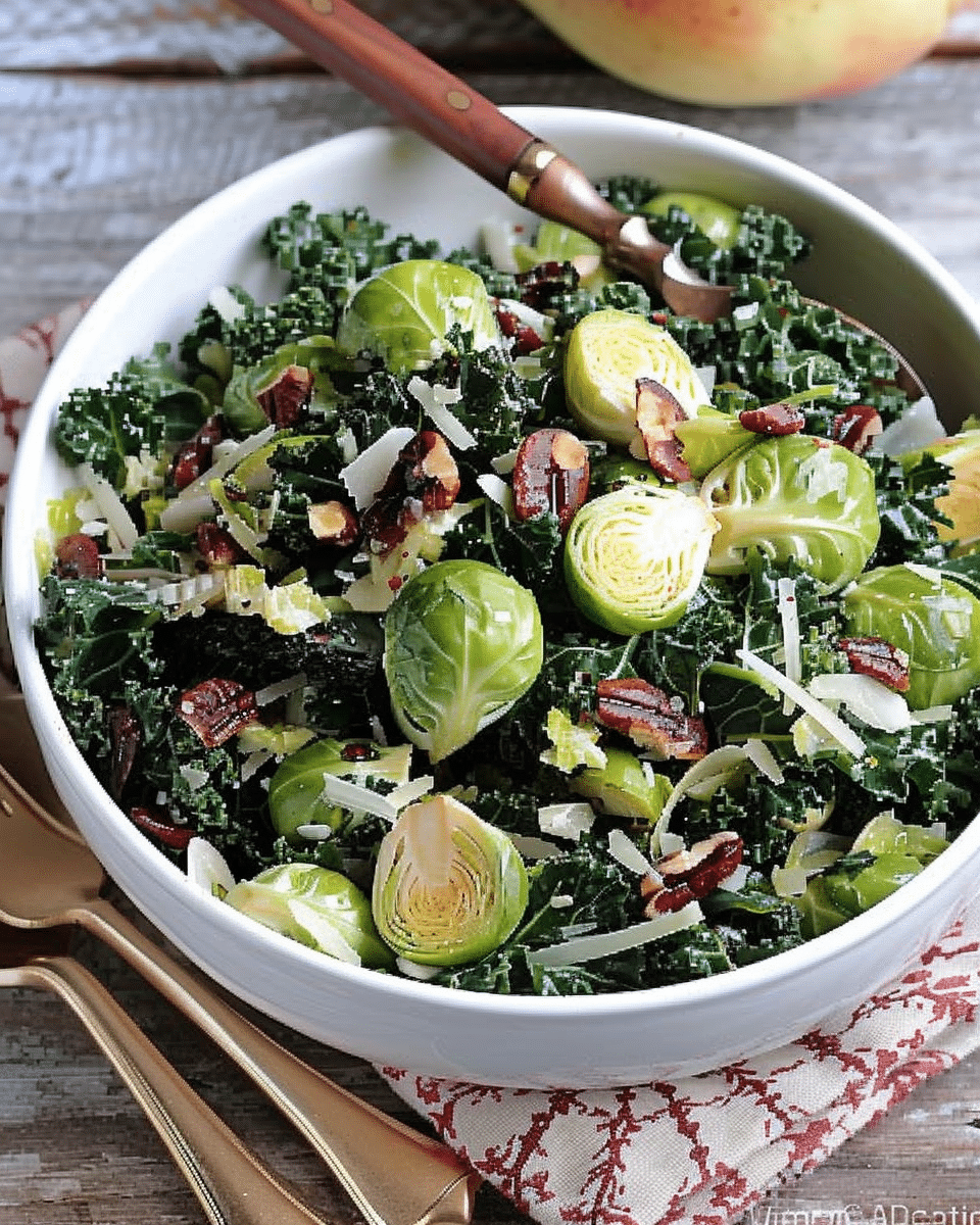 Kale and Brussels Sprout Salad with Maple Vinaigrette