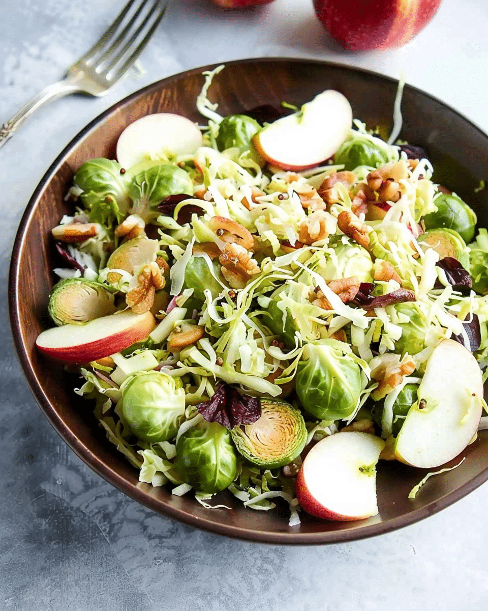 Shaved Brussels Sprouts Salad with Apples