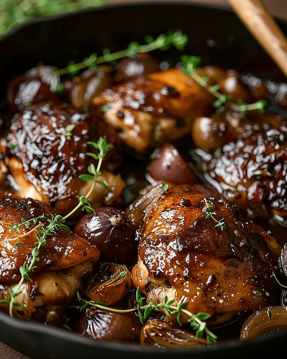 Balsamic Fig Chicken Thighs with Onions and Thyme