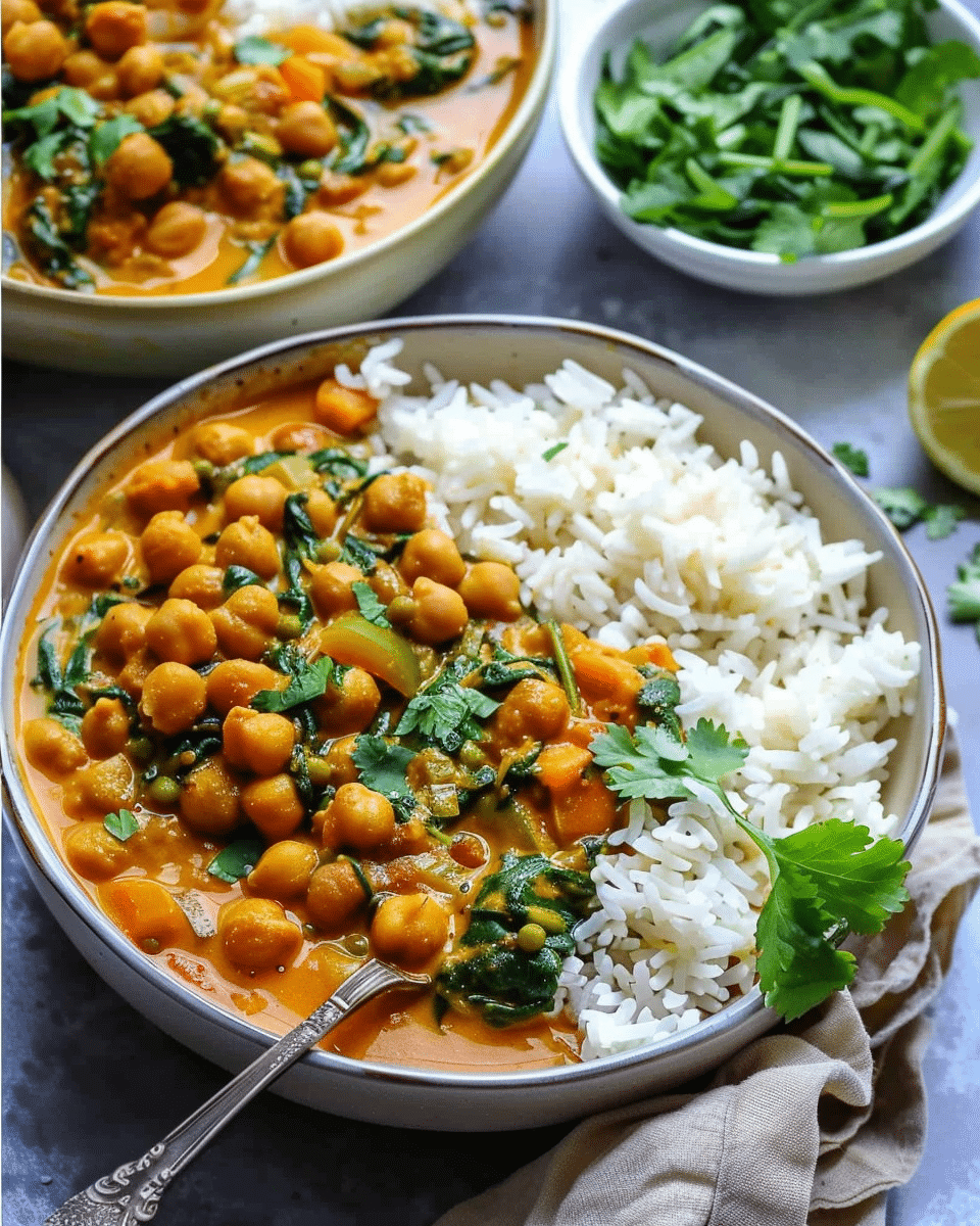 Creamy Chickpea Spinach Curry with Coconut Milk
