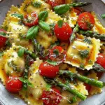 Ravioli with Tomatoes, Asparagus, Garlic, and Herbs