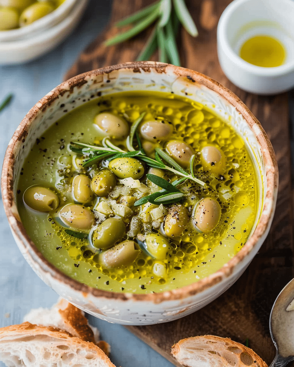 Green Olive Soup with Olive Oil