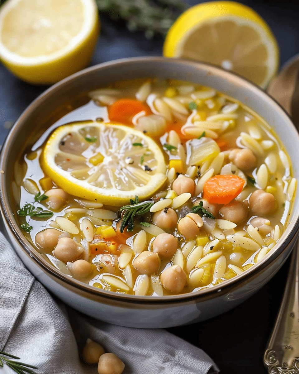 Lemon Chickpea Orzo Soup