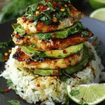Honey Lime Chicken and Avocado Rice Stack